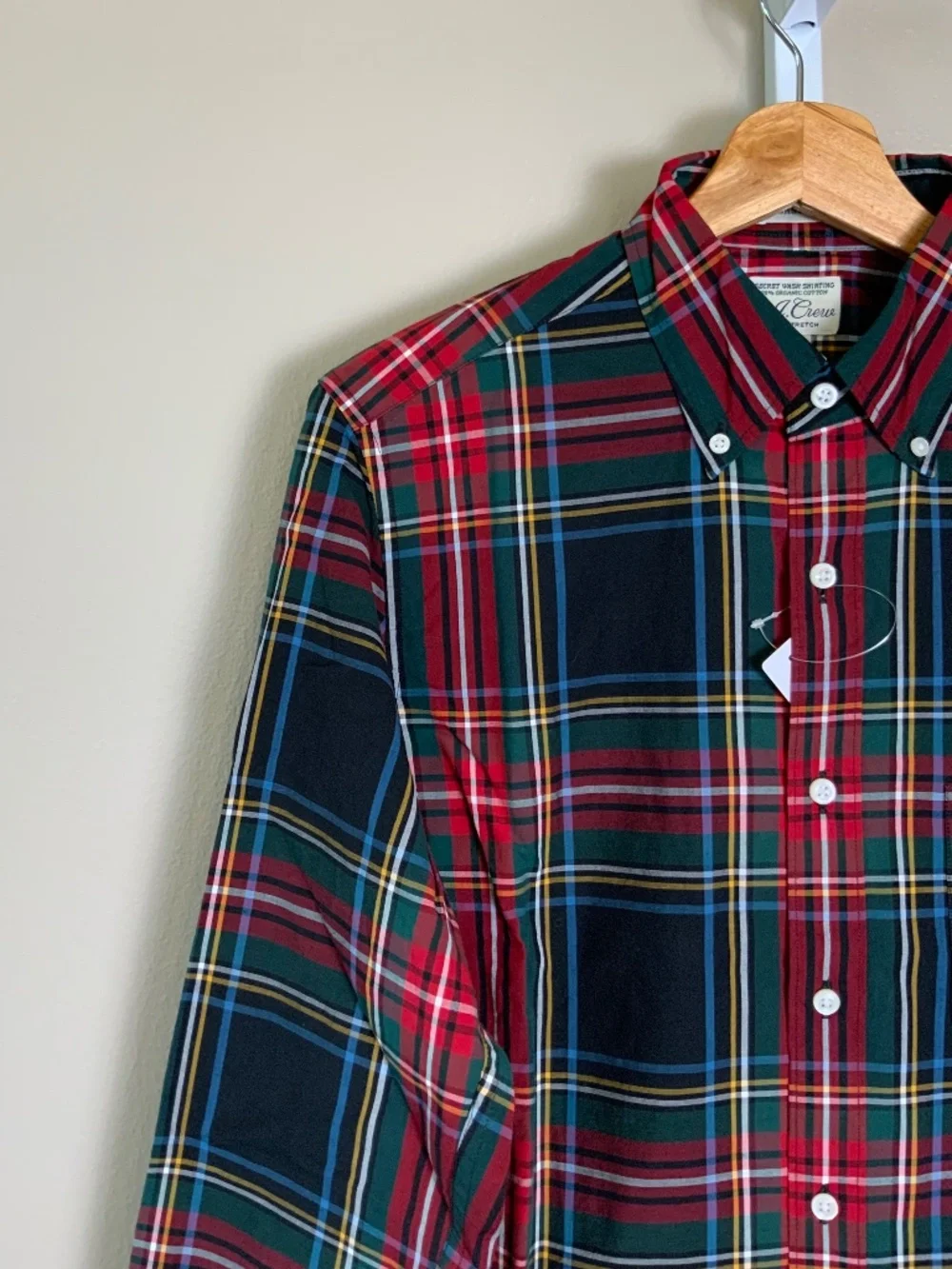 J. Crew Classic Stretch Secret Wash Stewart Tartan Organic Cotton Oxford Shirt